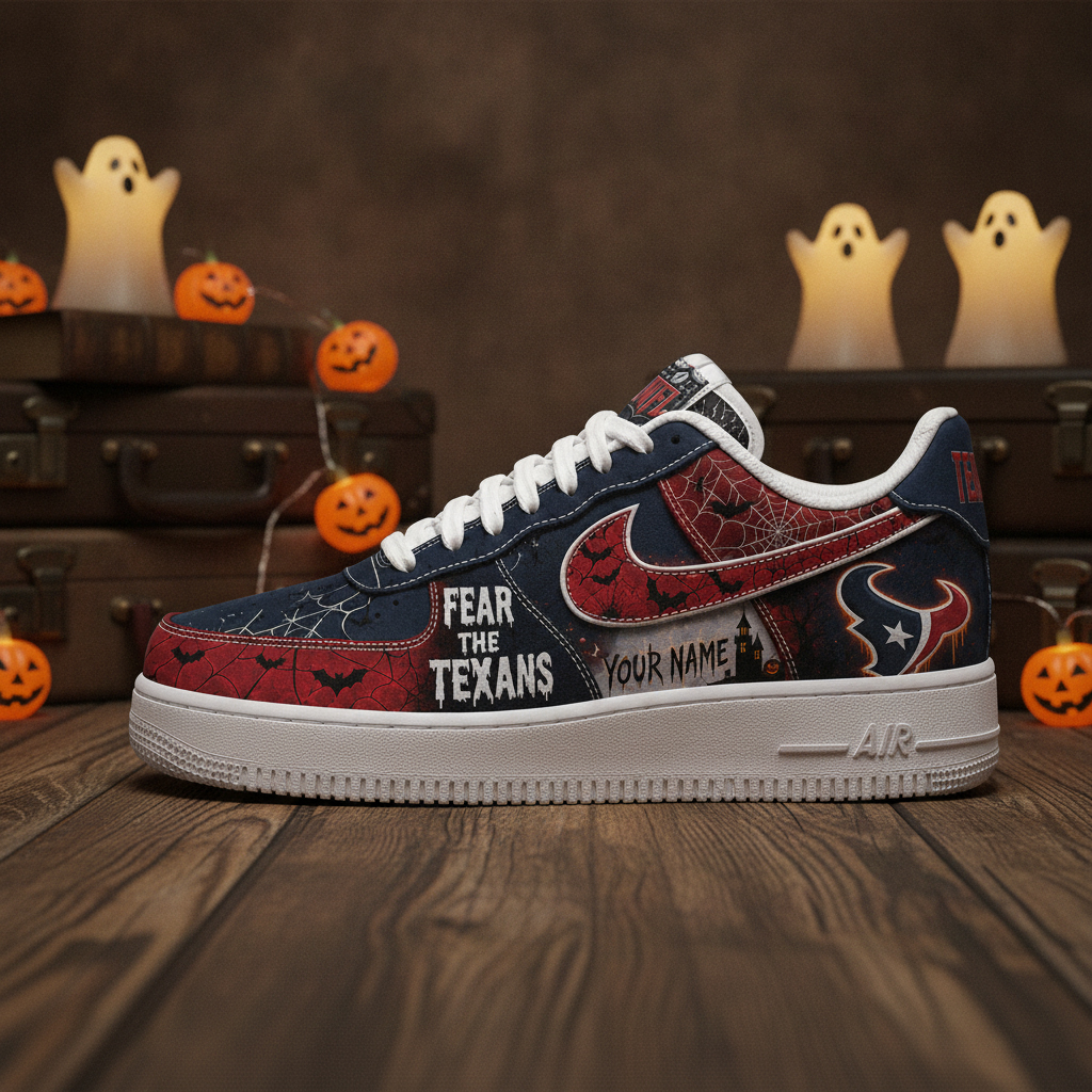 Custom Name Houston Texans Fear The Commanders Shoes Sneakers for Football Fans 2 Custom Name Houston Texans Fear The Commanders Shoes Sneakers for Football Fans - Image 2