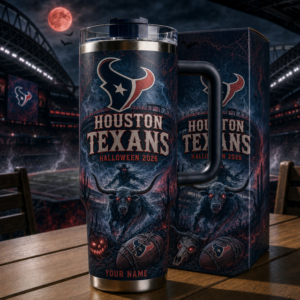 Custom Name Houston Texans Spooky Halloween 2026 40oz Tumbler for Football Fans