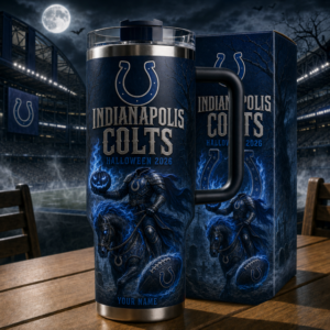 Custom Name Indianapolis Colts Spooky Halloween 2026 40oz Tumbler for Football Fans