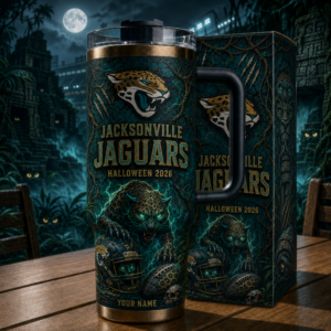 Custom Name Jacksonville Jaguars Spooky Halloween 2026 40oz Tumbler for Football Fans