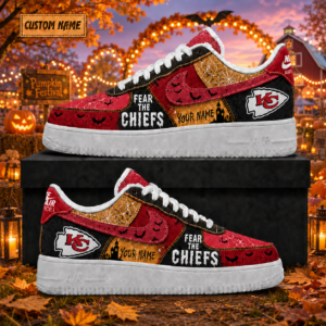 Custom Name Kansas City Chiefs Fear The Chiefs Halloween Shoes Sneakers for Football Fans