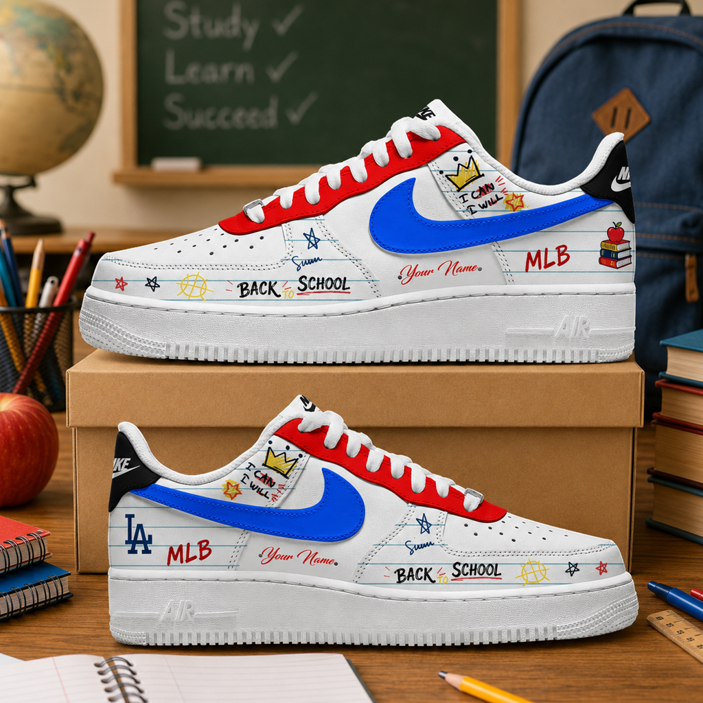 Custom Name Los Angeles Dodgers x Back To School Shoes Sneakers for Baseball Fans 2 Custom Name Los Angeles Dodgers x Back To School Shoes Sneakers for Baseball Fans - Image 2
