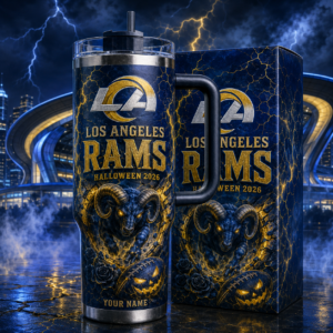 Custom Name Los Angeles Rams Spooky Halloween 2026 40oz Tumbler for Football Fans