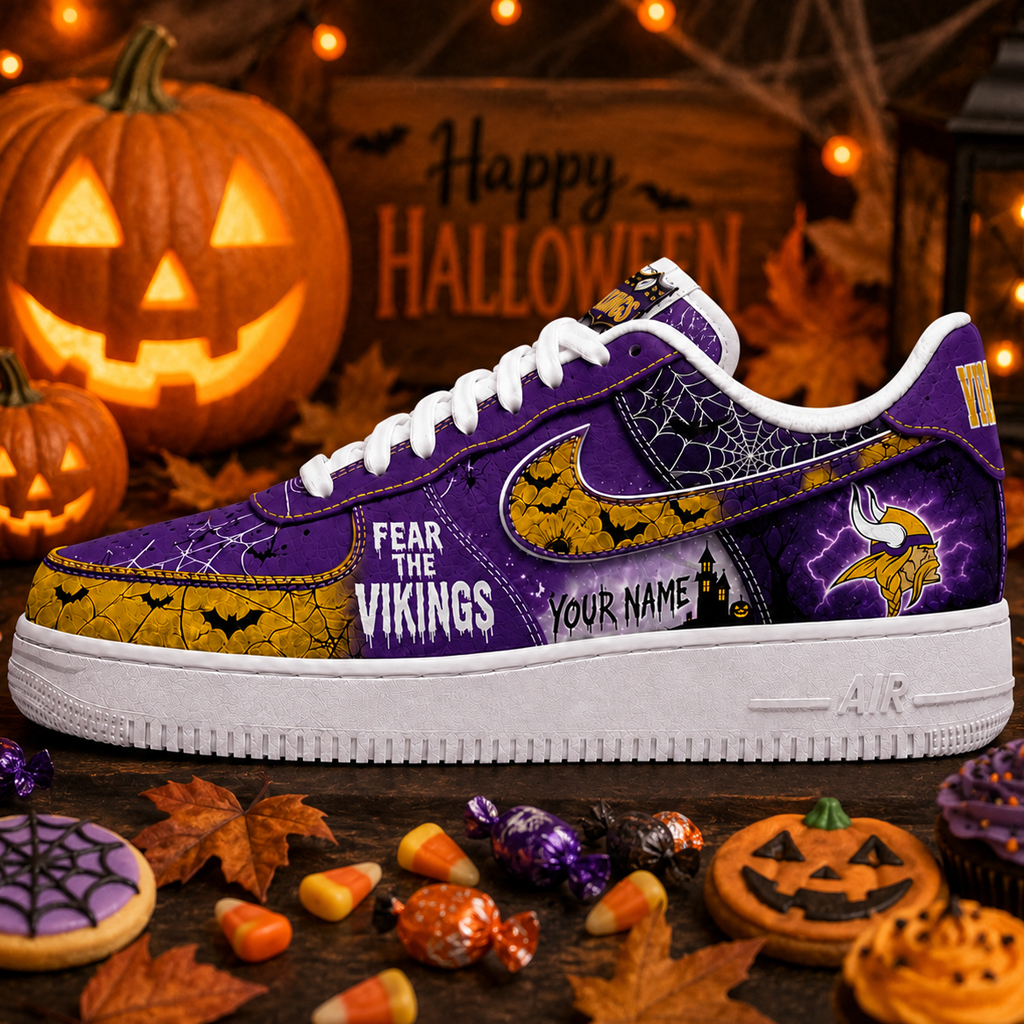 Custom Name Minnesota Vikings Fear The Commanders Shoes Sneakers for Football Fans 2 Custom Name Minnesota Vikings Fear The Commanders Shoes Sneakers for Football Fans - Image 2