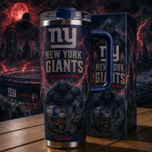 Custom Name New York Giants Spooky Halloween 2026 40oz Tumbler for Football Fans