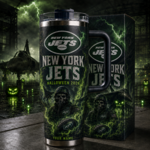 Custom Name New York Jets Spooky Halloween 2026 40oz Tumbler for Football Fans