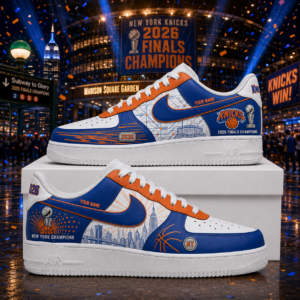 Custom Name New York Knicks 2026 Finals Champions Air Force 1 Shoes Version 1 for Basketball Fans