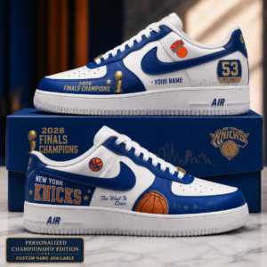 Custom Name New York Knicks 2026 Finals Champions Shoes Sneakers Version 5 for Basketball Fans