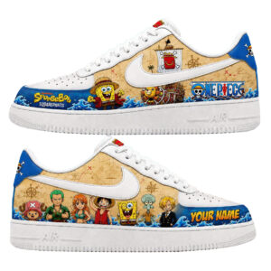 Custom Name One Piece and SpongeBob SquarePants x McDonald's Shoes Sneakers for Anime and Cartoon Fans
