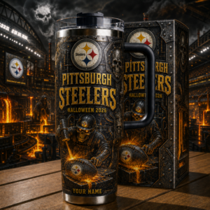 Custom Name Pittsburgh Steelers Spooky Halloween 2026 40oz Tumbler for Football Fans