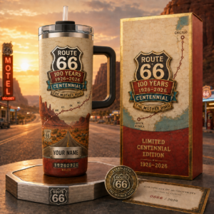 Custom Name Route 66 100th Anniversary 1926-2026 Mother Road 40oz Tumbler for Road Trip Lovers Version 1