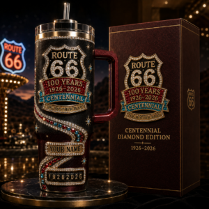 Custom Name Route 66 100th Anniversary 1926-2026 Mother Road 40oz Tumbler for Road Trip Lovers Version 3