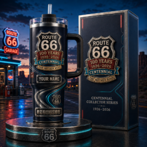 Custom Name Route 66 100th Anniversary 1926-2026 Mother Road 40oz Tumbler for Road Trip Lovers Version 2