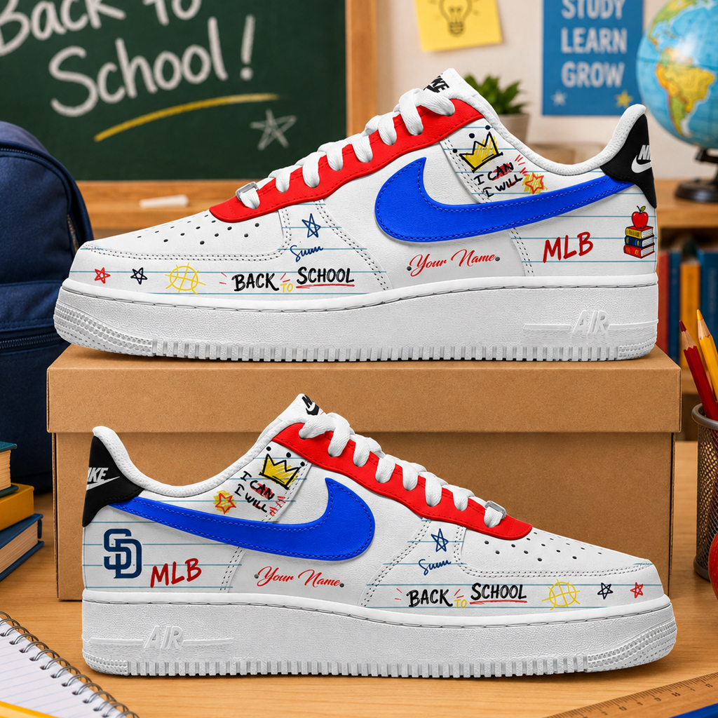 Custom Name San Diego Padres x Back To School Shoes Sneakers for Baseball Fans 2 Custom Name San Diego Padres x Back To School Shoes Sneakers for Baseball Fans - Image 2