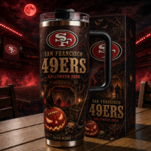 Custom Name San Francisco 49ers Spooky Halloween 2026 40oz Tumbler for Football Fans