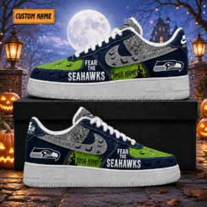 Custom Name Seattle Seahawks Fear The Seahawks Halloween Shoes Sneakers for Football Fans