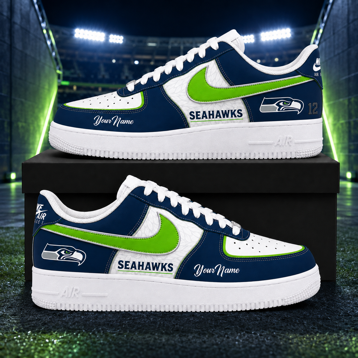 Custom Name Seattle Seahawks Pride Version 2 Shoes Sneakers for Football Fans 1 Custom Name Seattle Seahawks Pride Version 2 Shoes Sneakers for Football Fans