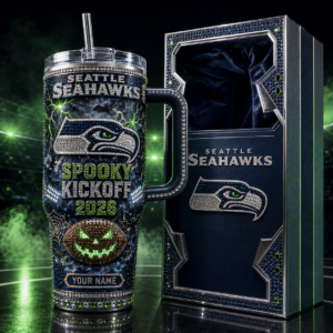 Custom Name Seattle Seahawks Spooky Kickoff 2026 40oz Tumbler for Football Fans
