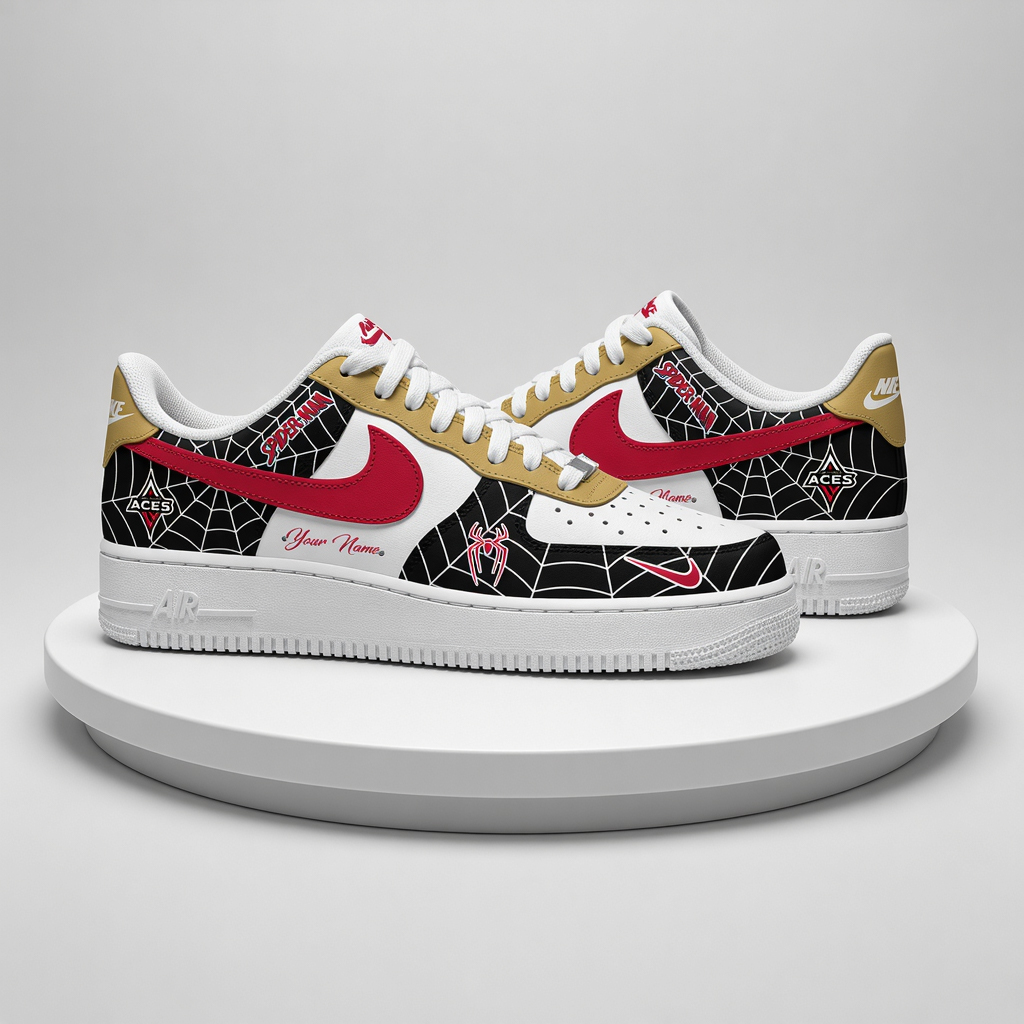 Custom Name Spider-Man x Las Vegas Aces Shoes Sneakers For Basketball Fans 1 Custom Name Spider-Man x Las Vegas Aces Shoes Sneakers For Basketball Fans