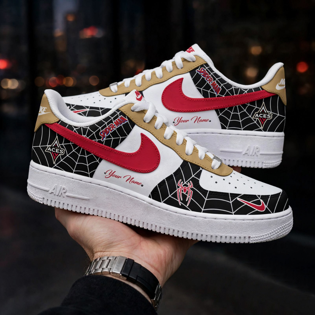 Custom Name Spider-Man x Las Vegas Aces Shoes Sneakers For Basketball Fans 3 Custom Name Spider-Man x Las Vegas Aces Shoes Sneakers For Basketball Fans - Image 3