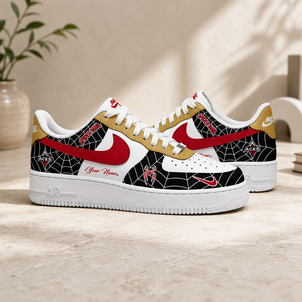 Custom Name Spider-Man x Las Vegas Aces Shoes Sneakers For Basketball Fans 2 Custom Name Spider-Man x Las Vegas Aces Shoes Sneakers For Basketball Fans - Image 2