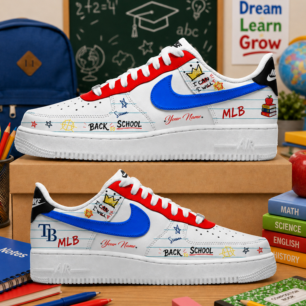 Custom Name Tampa Bay Rays x Back To School Shoes Sneakers for Baseball Fans 2 Custom Name Tampa Bay Rays x Back To School Shoes Sneakers for Baseball Fans - Image 2