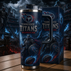 Custom Name Tennessee Titans Spooky Halloween 2026 40oz Tumbler for Football Fans