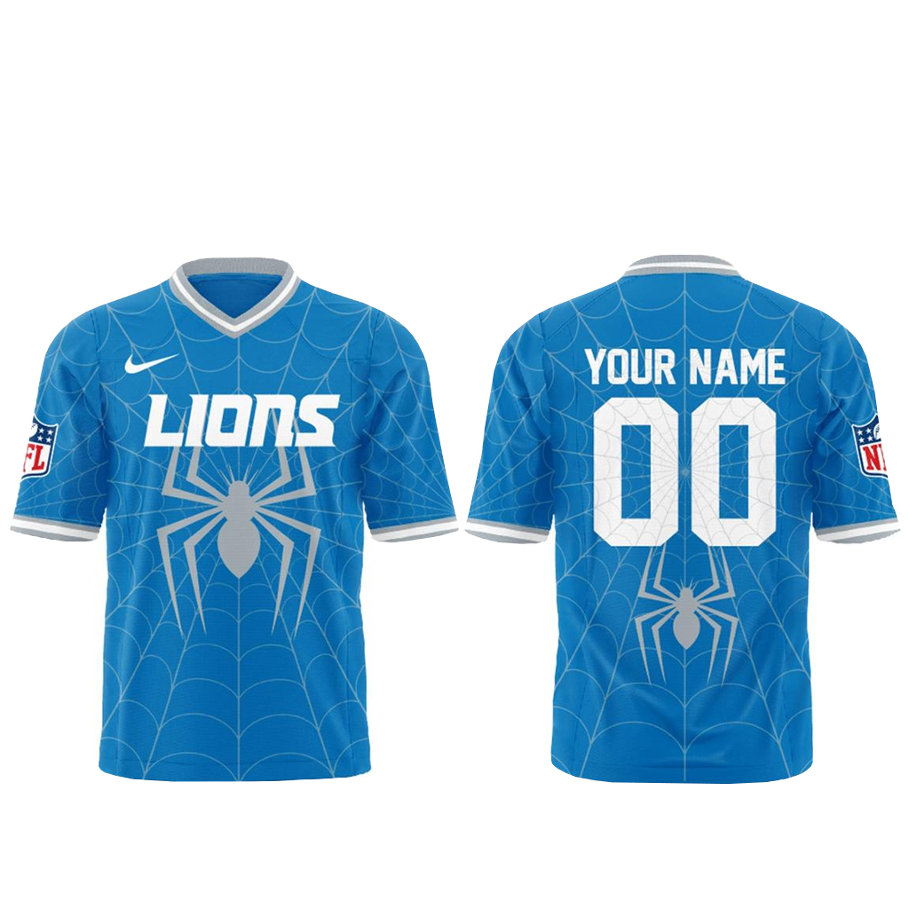 Custom Name and Number Detroit Lions x Spider-Man 2026 Football Jersey for Football Fans 1 Custom Name and Number Detroit Lions x Spider-Man 2026 Football Jersey for Football Fans