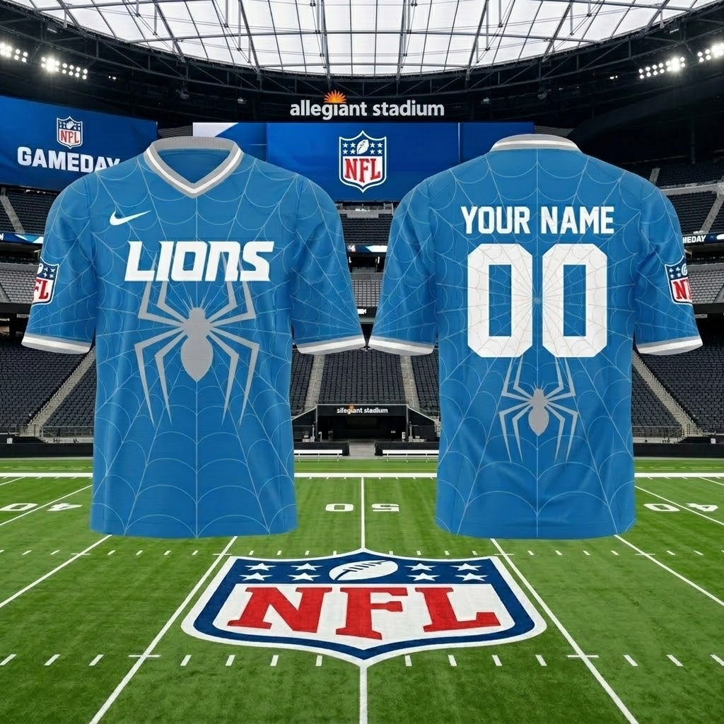 Custom Name and Number Detroit Lions x Spider-Man 2026 Football Jersey for Football Fans 2 Custom Name and Number Detroit Lions x Spider-Man 2026 Football Jersey for Football Fans - Image 2
