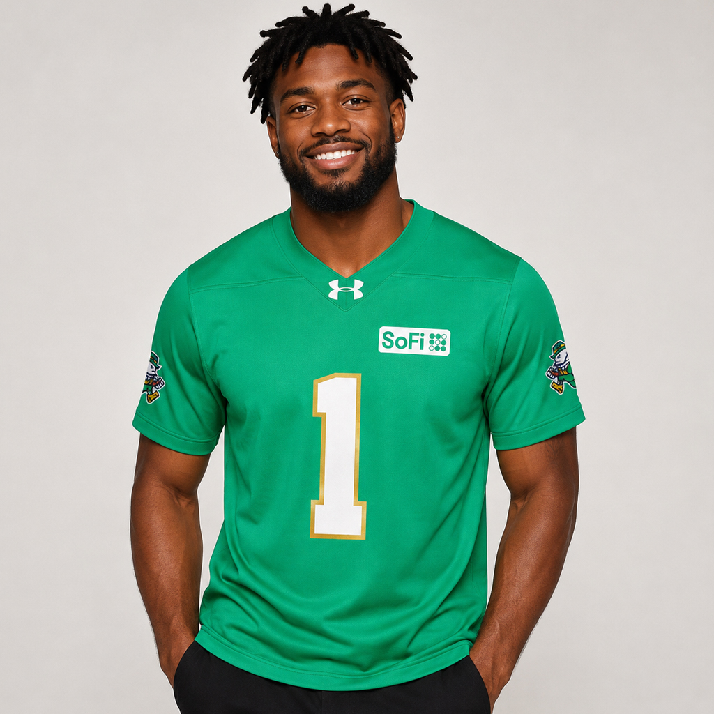 Custom Number Notre Dame Fighting Irish 2026 Kelly Green Football Jersey for College Football Fans 3 Custom Number Notre Dame Fighting Irish 2026 Kelly Green Football Jersey for College Football Fans - Image 3