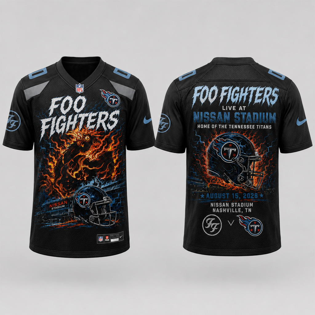 Custom Number Tennessee Titans x Foo Fighters Live At Nissan Stadium 2026 Football Jersey for Football and Rock Music Fans 1 Custom Number Tennessee Titans x Foo Fighters Live At Nissan Stadium 2026 Football Jersey for Football and Rock Music Fans