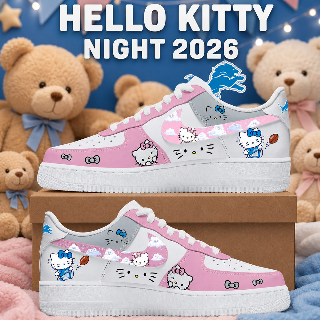 Detroit Lions x Hello Kitty Night 2026 Pink Shoes Sneakers for Football Fans 2 Detroit Lions x Hello Kitty Night 2026 Pink Shoes Sneakers for Football Fans - Image 2
