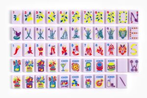 Lilac Food Inspired American Mahjong Set - 160 Acrylic Tiles, Mat, Storage Bag & Accessories