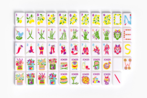 Milk White Food Inspired American Mahjong Set - 160 Acrylic Tiles, Mat, Storage Bag & Accessories
