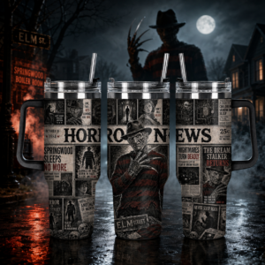 Freddy Krueger Elm Street Horror News 40oz Tumbler for Horror Movie Fans