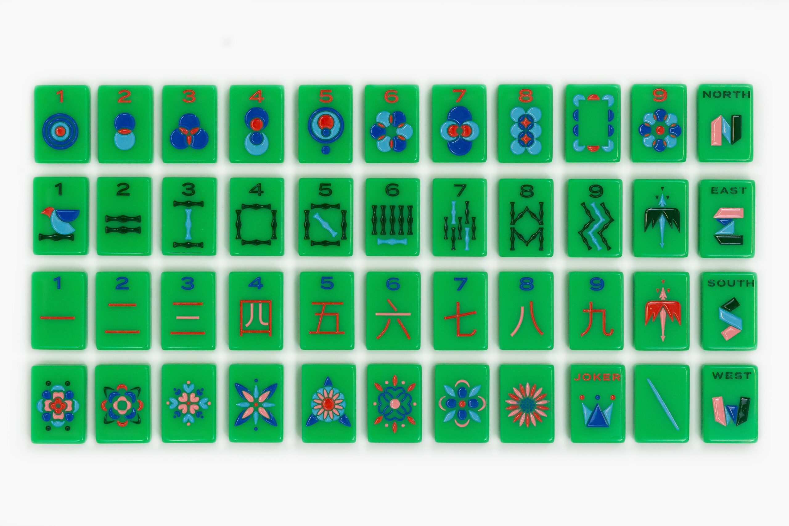 Kelly Green Minimal Mid-Century American Mahjong Set - 160 Acrylic Tiles, Mat, Storage Bag & Accessories 1 Kelly Green Minimal Mid-Century American Mahjong Set - 160 Acrylic Tiles, Mat, Storage Bag & Accessories