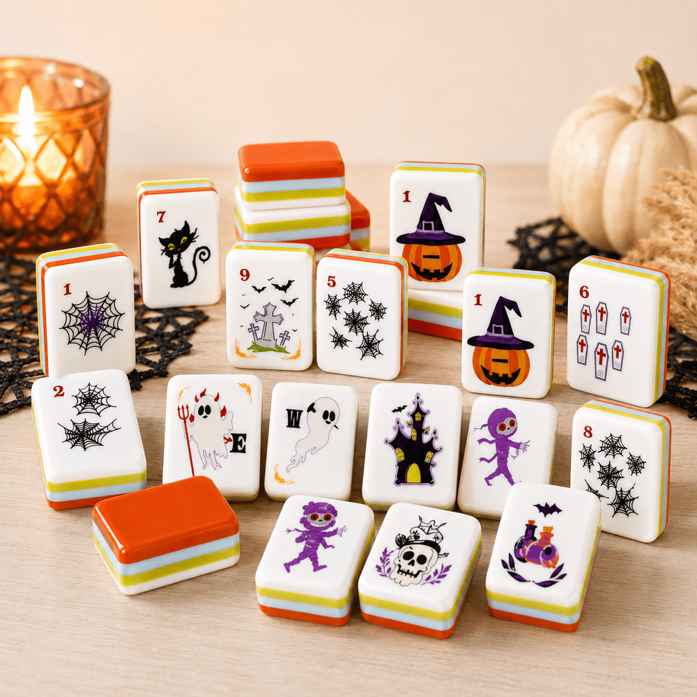 Spooky Halloween American Mahjong Set - 160 Acrylic Tiles, Mat, Storage Bag & Accessories 2 Spooky Halloween American Mahjong Set - 160 Acrylic Tiles, Mat, Storage Bag & Accessories - Image 2