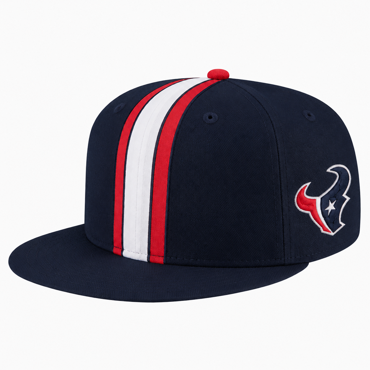 Houston Texans Navy Red White Team Stripe Embroidered Logo Snapback Cap for Football Fans 2 Houston Texans Navy Red White Team Stripe Embroidered Logo Snapback Cap for Football Fans - Image 2