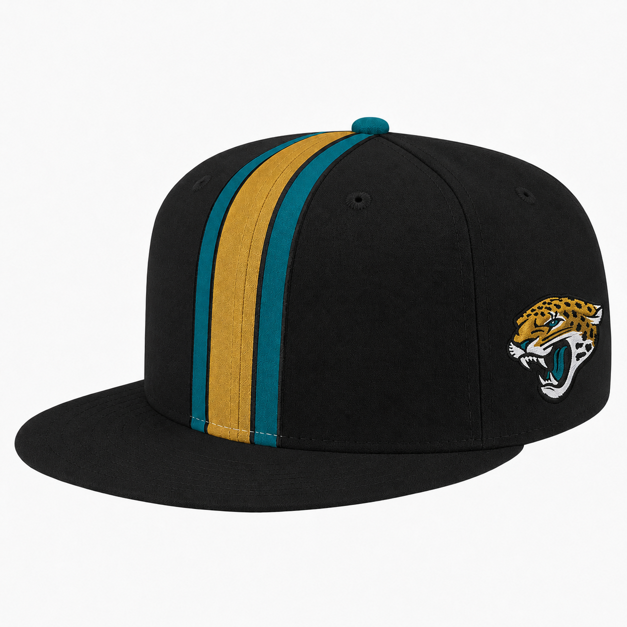 Jacksonville Jaguars Black Teal Gold Team Stripe Embroidered Logo Snapback Cap for Football Fans 2 Jacksonville Jaguars Black Teal Gold Team Stripe Embroidered Logo Snapback Cap for Football Fans - Image 2