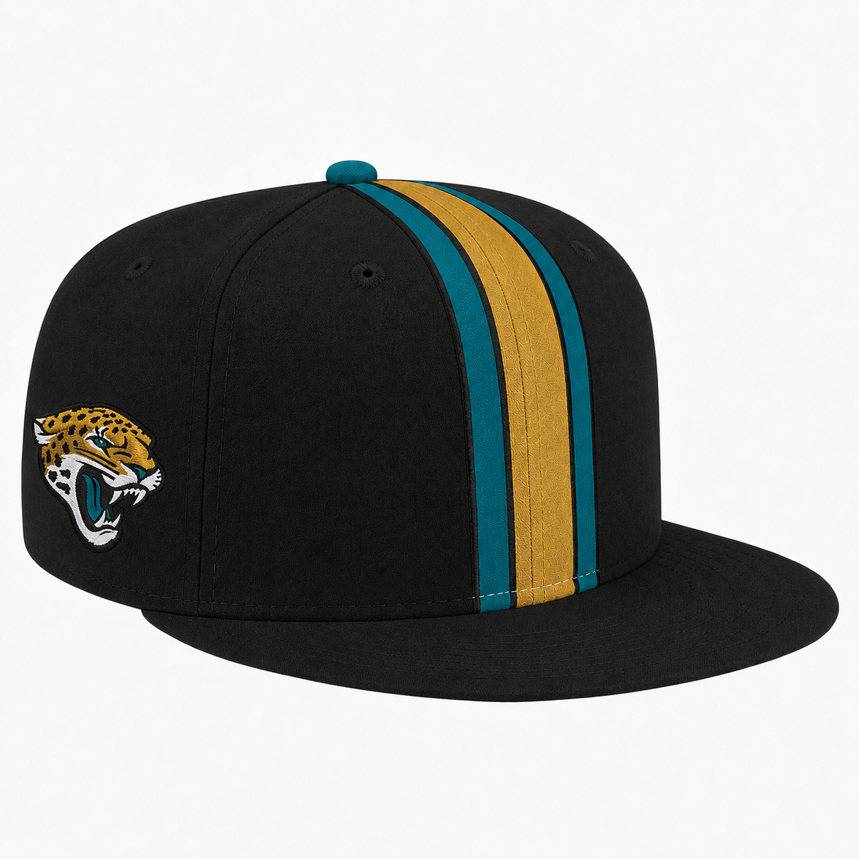 Jacksonville Jaguars Black Teal Gold Team Stripe Embroidered Logo Snapback Cap for Football Fans 1 Jacksonville Jaguars Black Teal Gold Team Stripe Embroidered Logo Snapback Cap for Football Fans