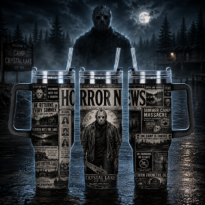 Jason Voorhees Crystal Lake Horror News 40oz Tumbler for Horror Movie Fans