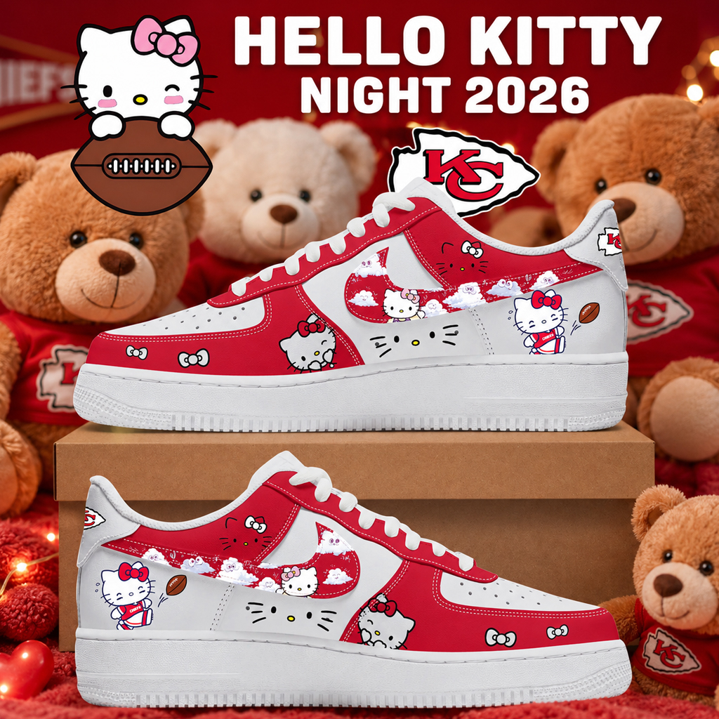 Kansas City Chiefs x Hello Kitty Night 2026 Red Shoes Sneakers for Football Fans 2 Kansas City Chiefs x Hello Kitty Night 2026 Red Shoes Sneakers for Football Fans - Image 2