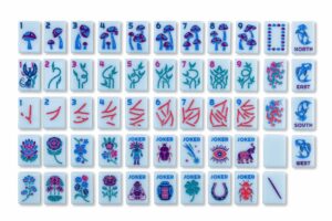 Cornflower Blue Lucky Charm American Mahjong Set - 160 Acrylic Tiles, Mat, Storage Bag & Accessories