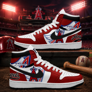 Los Angeles Angels Red White Black AJ1 High Top Shoes for Baseball Fans
