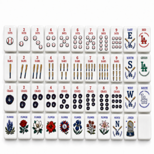 American Mahjong Tile Set Los Angeles Dodgers Baseball Design for Fans and Gatherings Printed Game Set