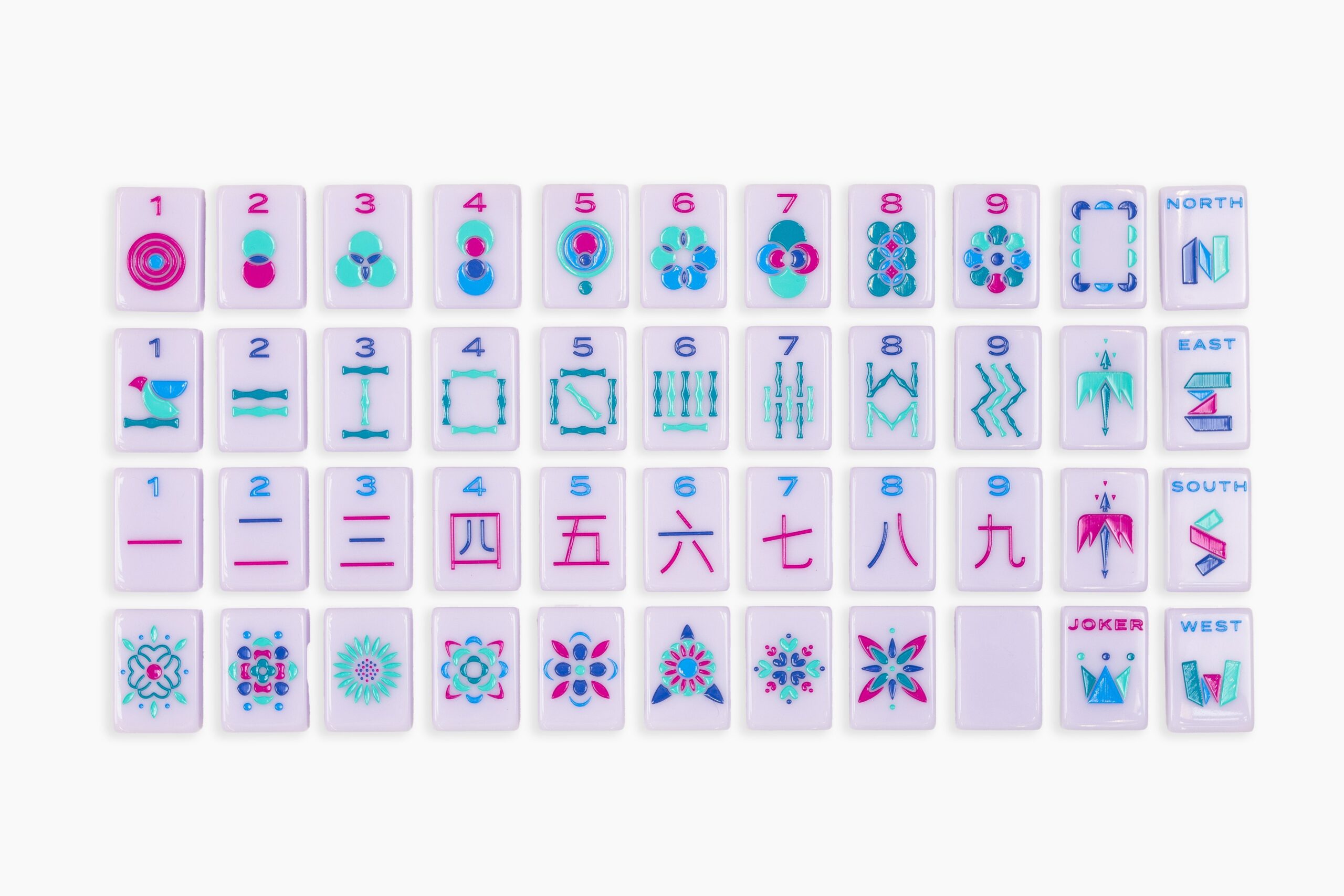 Lilac Minimal Mid-Century American Mahjong Set - 160 Acrylic Tiles, Mat, Storage Bag & Accessories 1 Lilac Minimal Mid-Century American Mahjong Set - 160 Acrylic Tiles, Mat, Storage Bag & Accessories