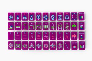 Plum Minimal Mid-Century American Mahjong Set - 160 Acrylic Tiles, Mat, Storage Bag & Accessories