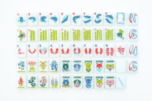 Mountain Sky Landscape American Mahjong Set - 160 Acrylic Tiles, Mat, Storage Bag & Accessories
