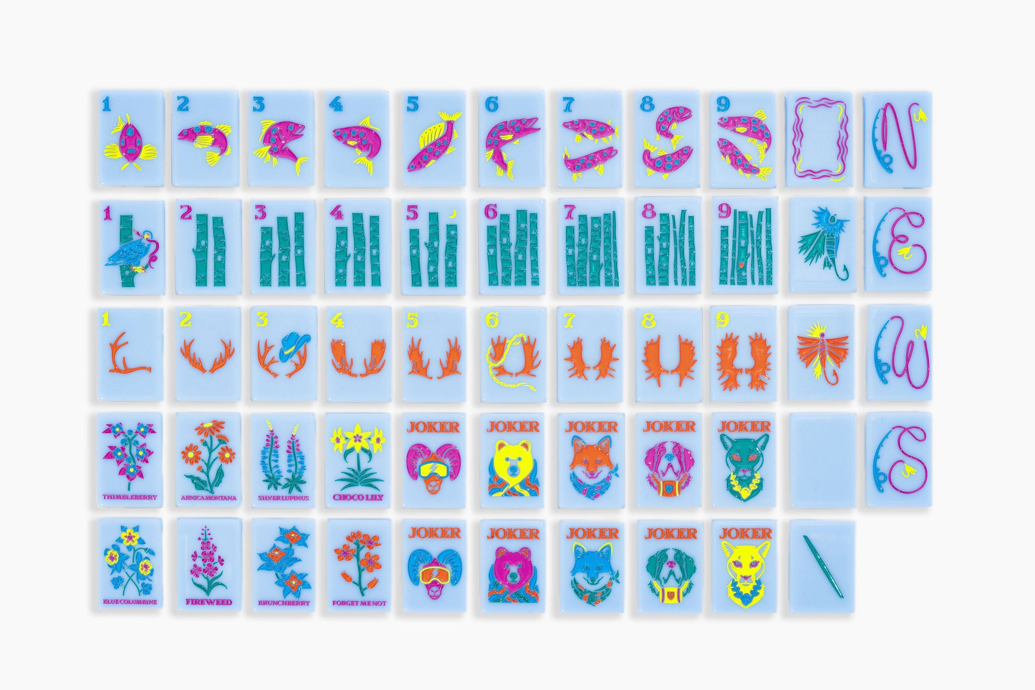 Sky Blue Mountain Landscape American Mahjong Set - 160 Acrylic Tiles, Mat, Storage Bag & Accessories 1 Sky Blue Mountain Landscape American Mahjong Set - 160 Acrylic Tiles, Mat, Storage Bag & Accessories
