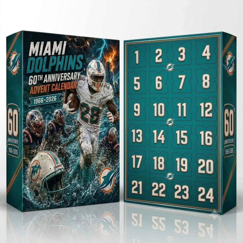 Miami Dolphins 60th Anniversary 2026 Advent Calendar for Football Fans 1 Miami Dolphins 60th Anniversary 2026 Advent Calendar for Football Fans